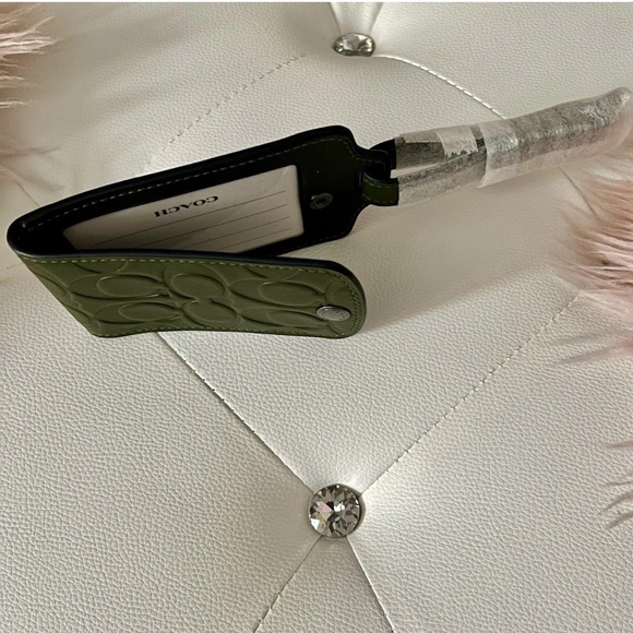NEW Coach Signature Leather Dark Shamrock Green Luggage Tag - Picture 3 of 11